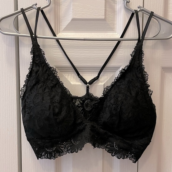 Aerie ANYTIME Sunflower Lace Padded Plunge Bralette - Black - Picture 5 of 8